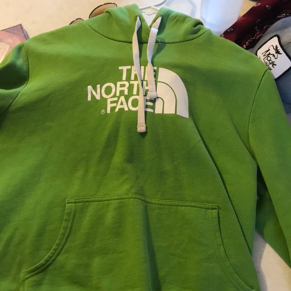 Green north face hoodie